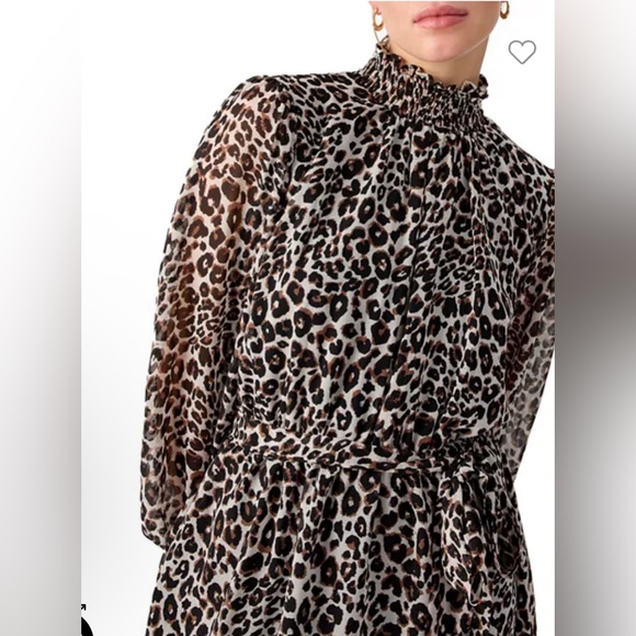 Sanctuary Tie Waist Leopard Ruch High Neck Long Semisheer Sleeves Mini D… - Picture 4 of 11